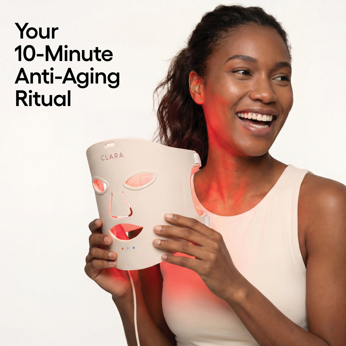 Clara Red Light Therapy LED Face Mask, Silicone, Adjustable, Collagen Boosting Anti-Aging for Wrinkles, 225 LEDs