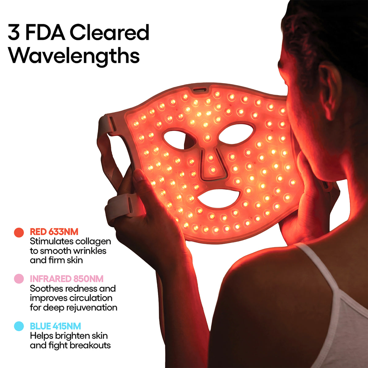 Clara Red Light Therapy LED Face Mask, Silicone, Adjustable, Collagen Boosting Anti-Aging for Wrinkles, 225 LEDs